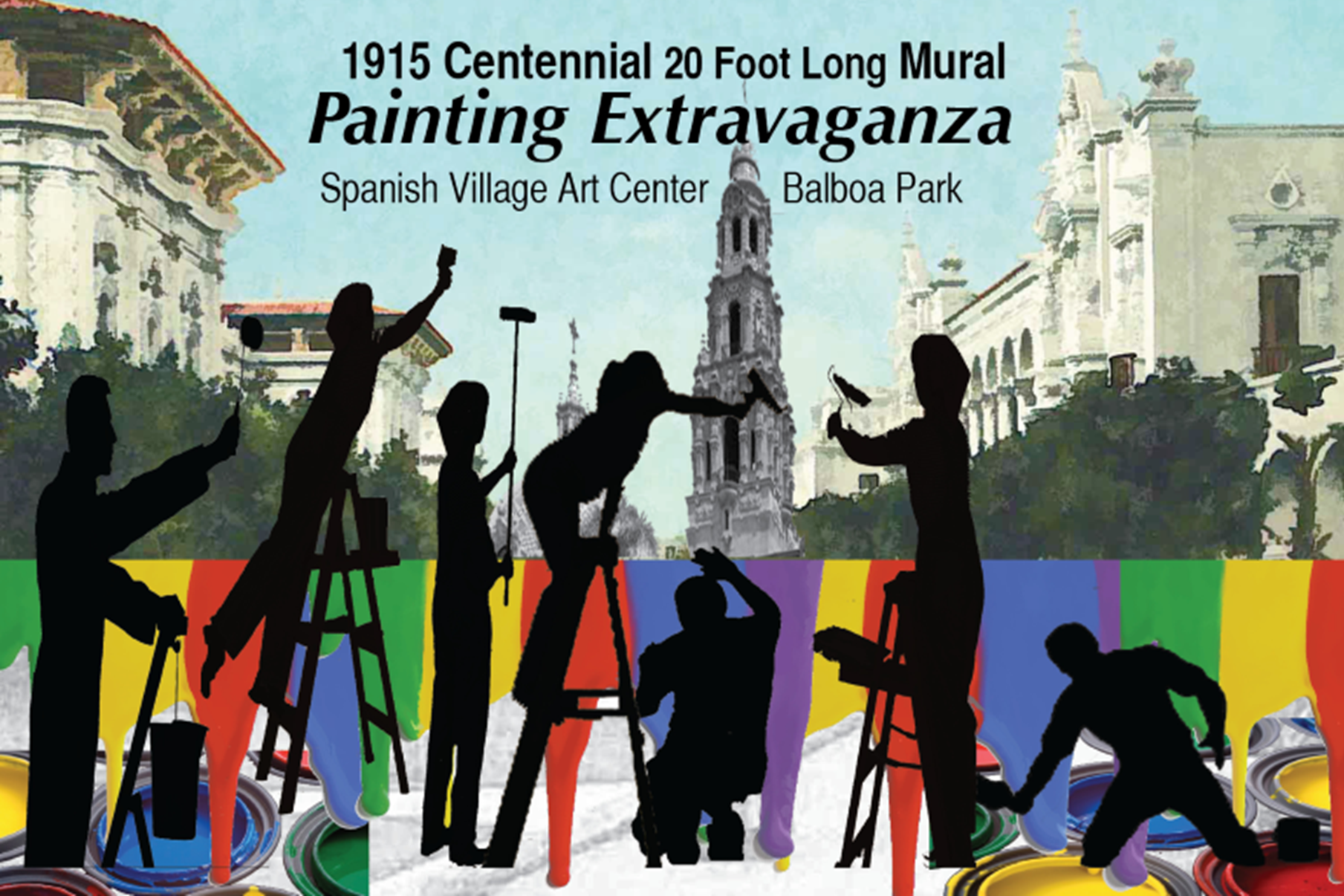 1915 Centennial 20 Foot Long Mural - Painting Extravaganza - Spanish Village Art Center